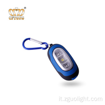1 + 2Deled moschettone Flash LED Light Keychain Light